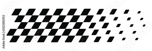 Fotografi Checkered Flag Pixel Transition: A racing inspired checkered flag pattern dissolving into scattered geometric squares