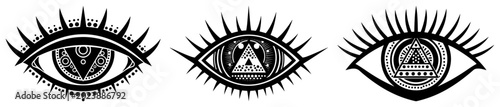 Photos All-seeing eye mystical symbols with geometric patterns in occult style