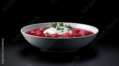 Vibrant tomato and leafy salad on black background. AI generated