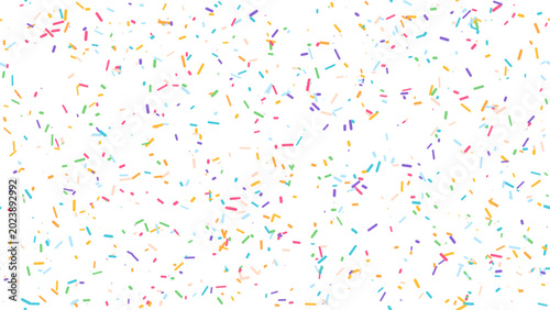 Tableau sur toile Colorful sprinkle confetti pattern on white background, abstract playful candy t