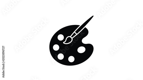 Paint palette with brush icon flat vector design