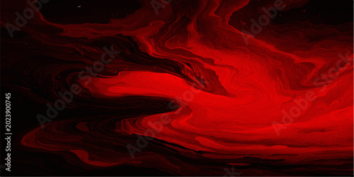 фотографія Abstract swirls of vibrant red liquid blend and flow against a dark background, creating a dynamic and mesmerizing visual texture