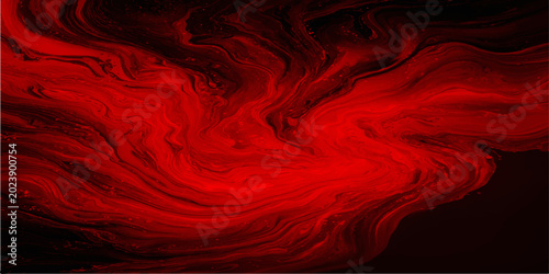 Картината върху платно Fiery red ink swirls and blends with deep black in a mesmerizing abstract display, evoking power, passion, and the depths of emotion
