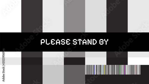 Grayscale TV Error Screen no Signal - Emergency Broadcast Warning	