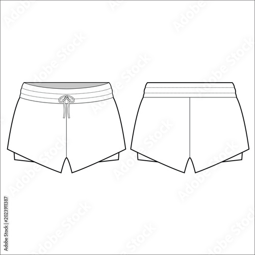 Double Layered Shorts Design Template Fashion Illustration