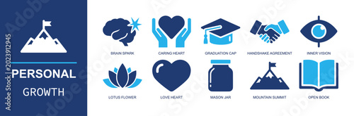 Fotografie Personal growth icon set