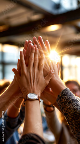 Hands United in Sunlight