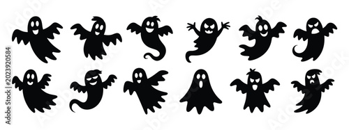 Foto Spooky Collection: A group of playful and varied ghost silhouettes, perfect for Halloween