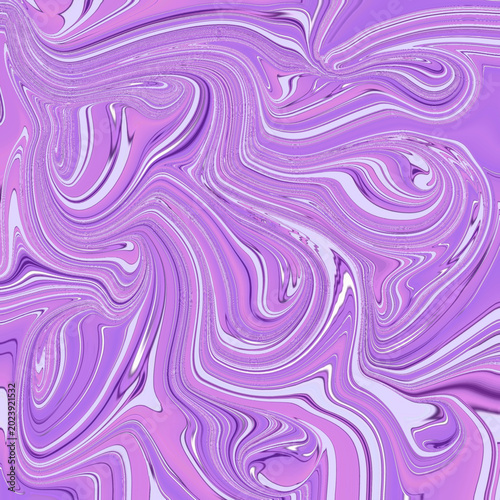 Fluid purple marble abstract background with swirling liquid waves. Artistic pastel texture featuring glossy movement, dreamy curves and modern digital art.