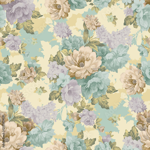Vintage pastel floral seamless pattern