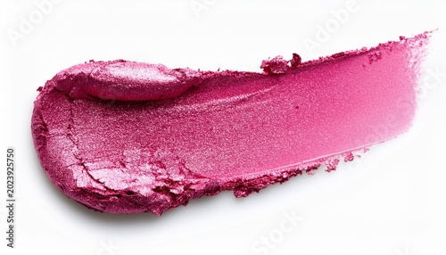 pink shimmering wet eyeshadow swatch isolated on white background eyeshadow smear smudged showcasing eyeshadow texture