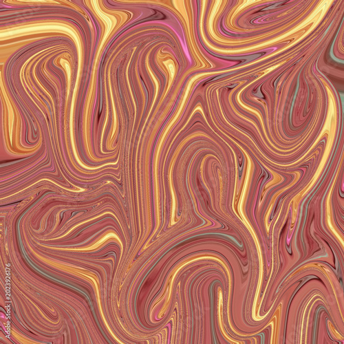 Abstract fluid marble texture with warm swirling lines, colorful liquid waves, psychedelic motion background and vibrant artistic design.