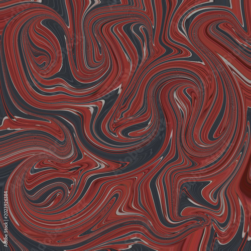 Abstract fluid swirl with red and black marble texture, liquid motion, psychedelic waves, dynamic pattern and modern digital background artwork.