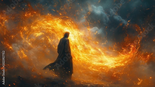 A legendary mage casts a protective light sphere to block a dark curse in a misty mountain pass, showing highly detailed magical effects and cinematic lighting.
