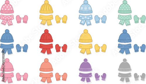 Photos Assortment of winter hats scarves and mittens sets