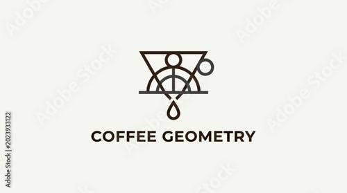 Minimalist Coffee Geometry Logo Design with Abstract Funnel and Drip Icon