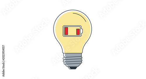 Fotografi Low Battery Lightbulb - Concept of Low Energy or Idea Depletion