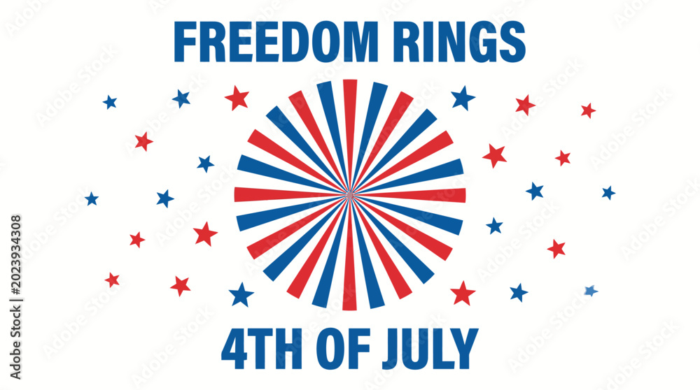 Obraz premium Freedom Rings: 4th of July celebration with red white blue starburst fireworks motif