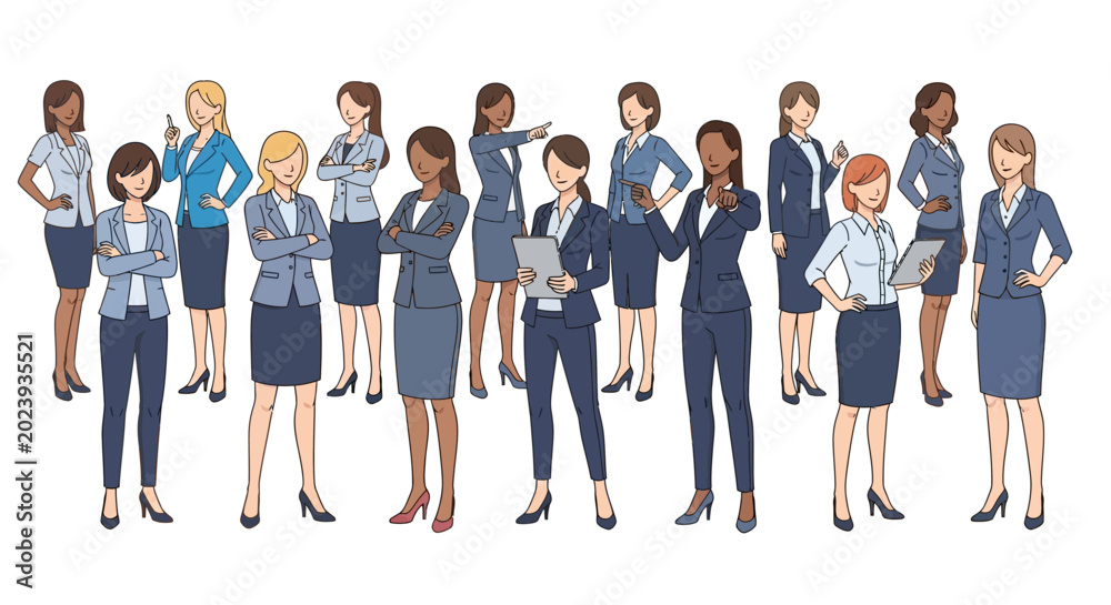 Obraz premium Group of Diverse Professional Businesswomen Standing Together