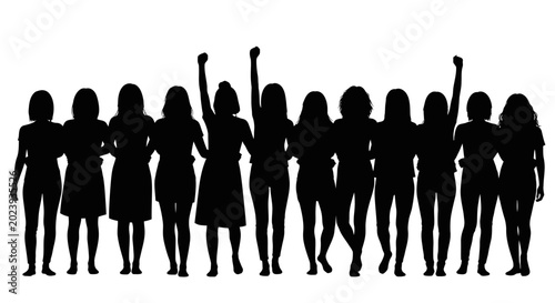 Group of Diverse Women Standing Together Silhouette