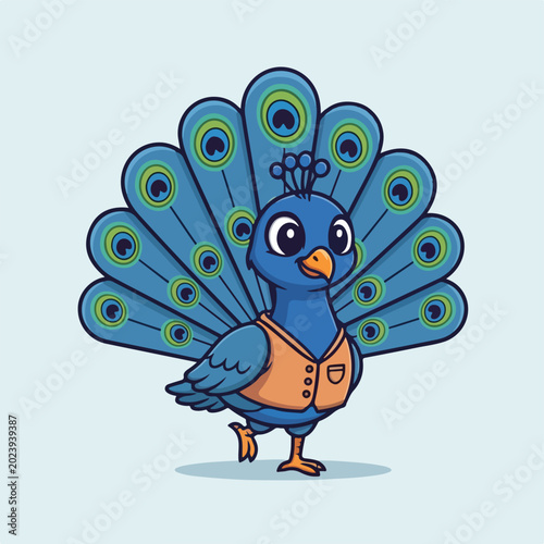 Cheerful Peacock Character Cartoon