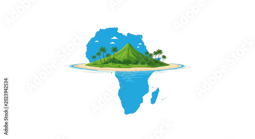 Foto Africa continent green landmass illustration.