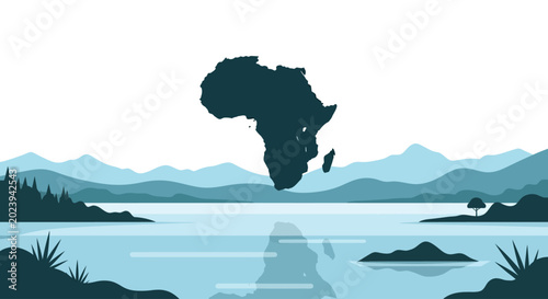 Quadro su tela Africa continent silhouette map shape landmass.