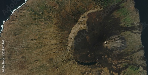 Foto Satellite Image Fogo Island Volcano Caldera Cape Verde