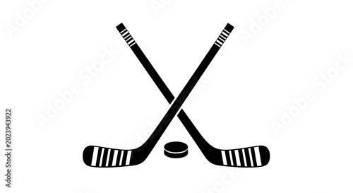 Photography Ice Hockey Sticks and Puck Silhouette Icon