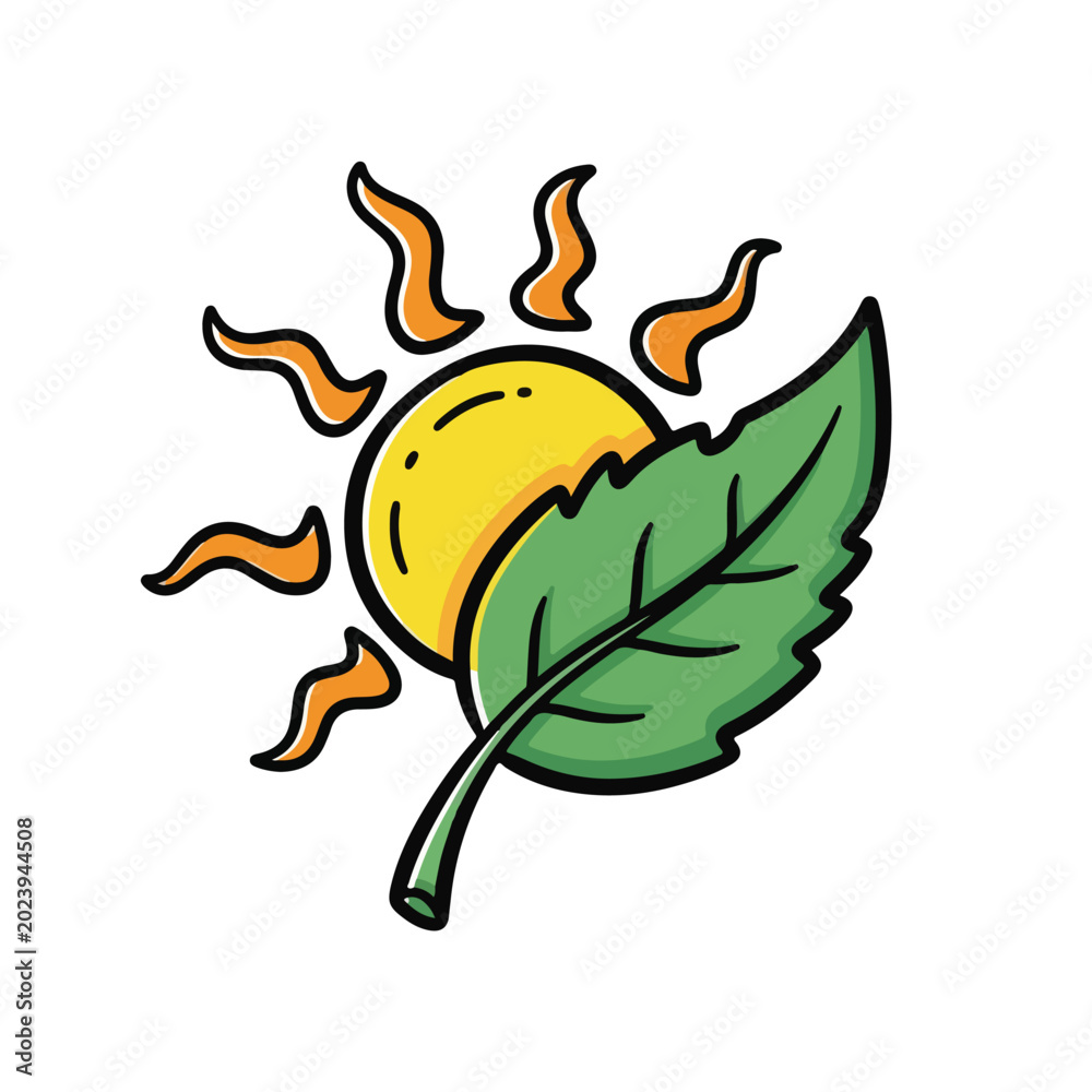 Fototapeta premium Sun and Leaf Illustration
