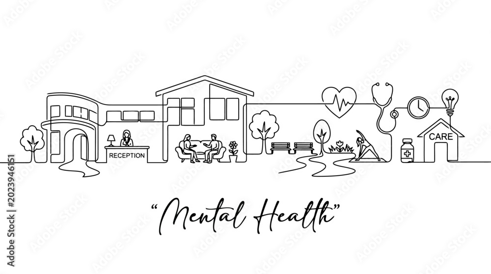 Fototapeta premium Illustration Depicting the Interconnection of Mental Health Support Systems in a Community Setting