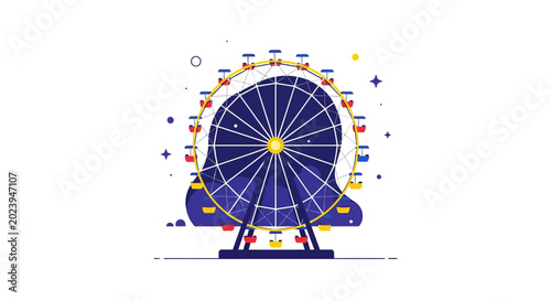 Photos Amusement Park Ferris Wheel Ride - Flat Design Illustration