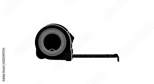 Bild auf Leinwand Black silhouette of a measuring tape on a white background