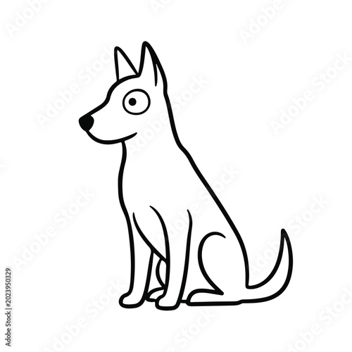 Dog Illustration Sitting Side View