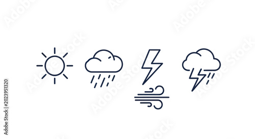 Foto Weather Icons: Sun, Rain, Storm, Wind, Lightning, Forecast, Climate