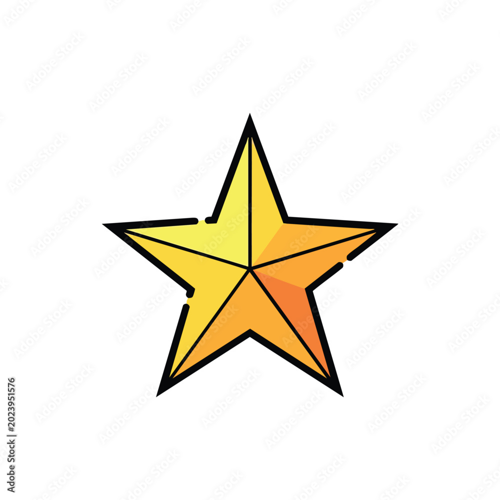 Fototapeta premium Stylized 3D Golden Star Icon Illustration.