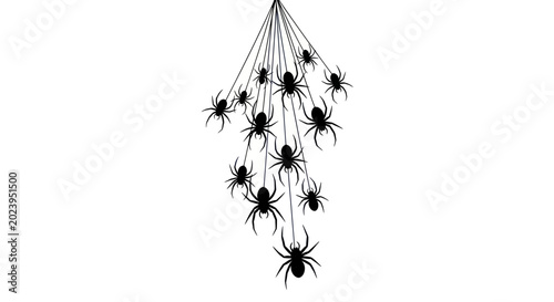 Photos Spooky Halloween Spiders Hanging on Web