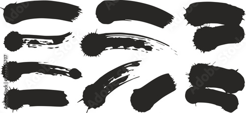 Tableau sur toile ink inkblot brush stroke element vector set black blot texture for art