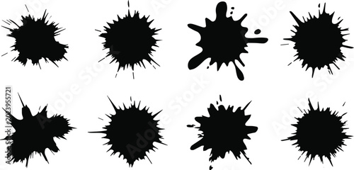 Quadro su tela ink splatter stamp brush stroke shapes vector pack black blot overlay