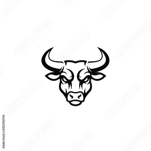 Bull head emblem with bold horns and stylized features