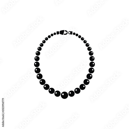 Beaded Necklace with Circular Black Stones Jewelry