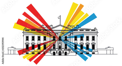 Bild auf Leinwand White House with Radial Bursting Colors