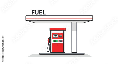 Foto Modern Gas Station Fuel Pump with Digital Display, White Background