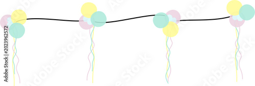 Colorful pastel baloon garland and ribbon