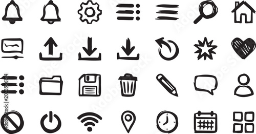 Slika na platnu Doodle Style Web and Interface Icon Set.