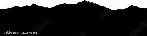 Black mountain range silhouette, landscape vector, scenic view, dark illustration