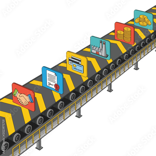 Conveyor Belt with Various Product Boxes.