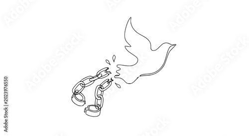 Schilderij op canvas Dove Breaking Free From Broken Chains - Freedom Symbol