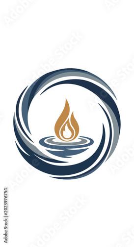 Flame Icon in Circular Motion Design.