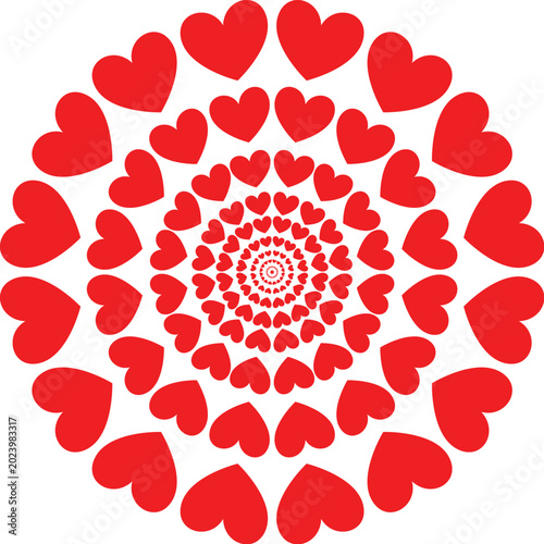 Beautiful red heart mandala ornament for Valentine's Day